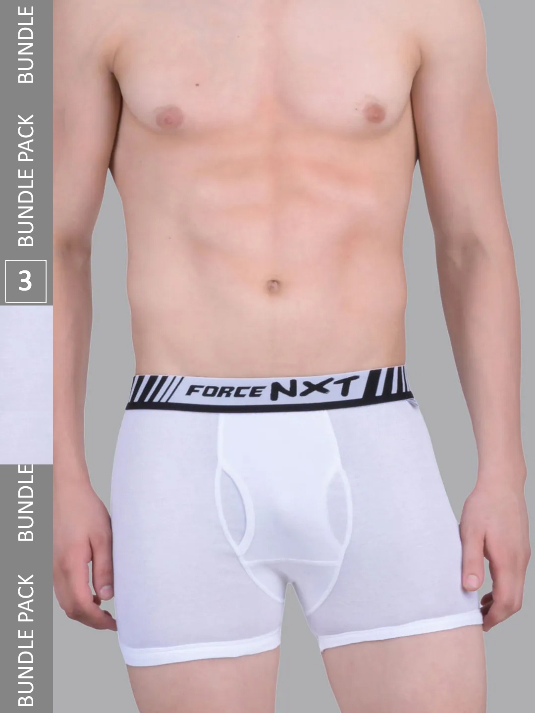 

Force NXT Pack Of 3 Ultra Fresh Technology Outer Elastic Cotton Trunks, White