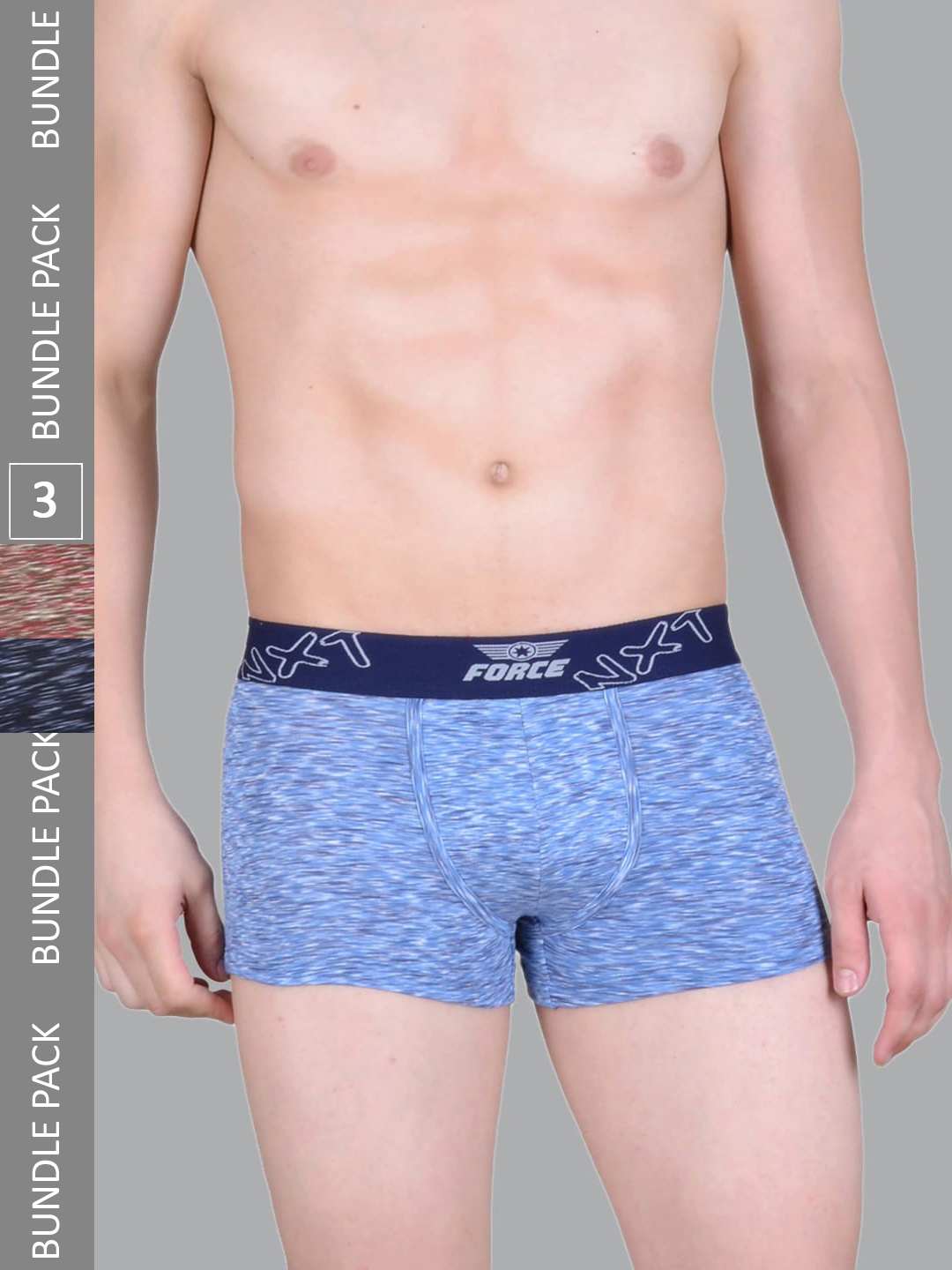 

Force NXT Pack Of 3 Printed Ultra Fresh Technology Outer Elastic Cotton Trunks, Red