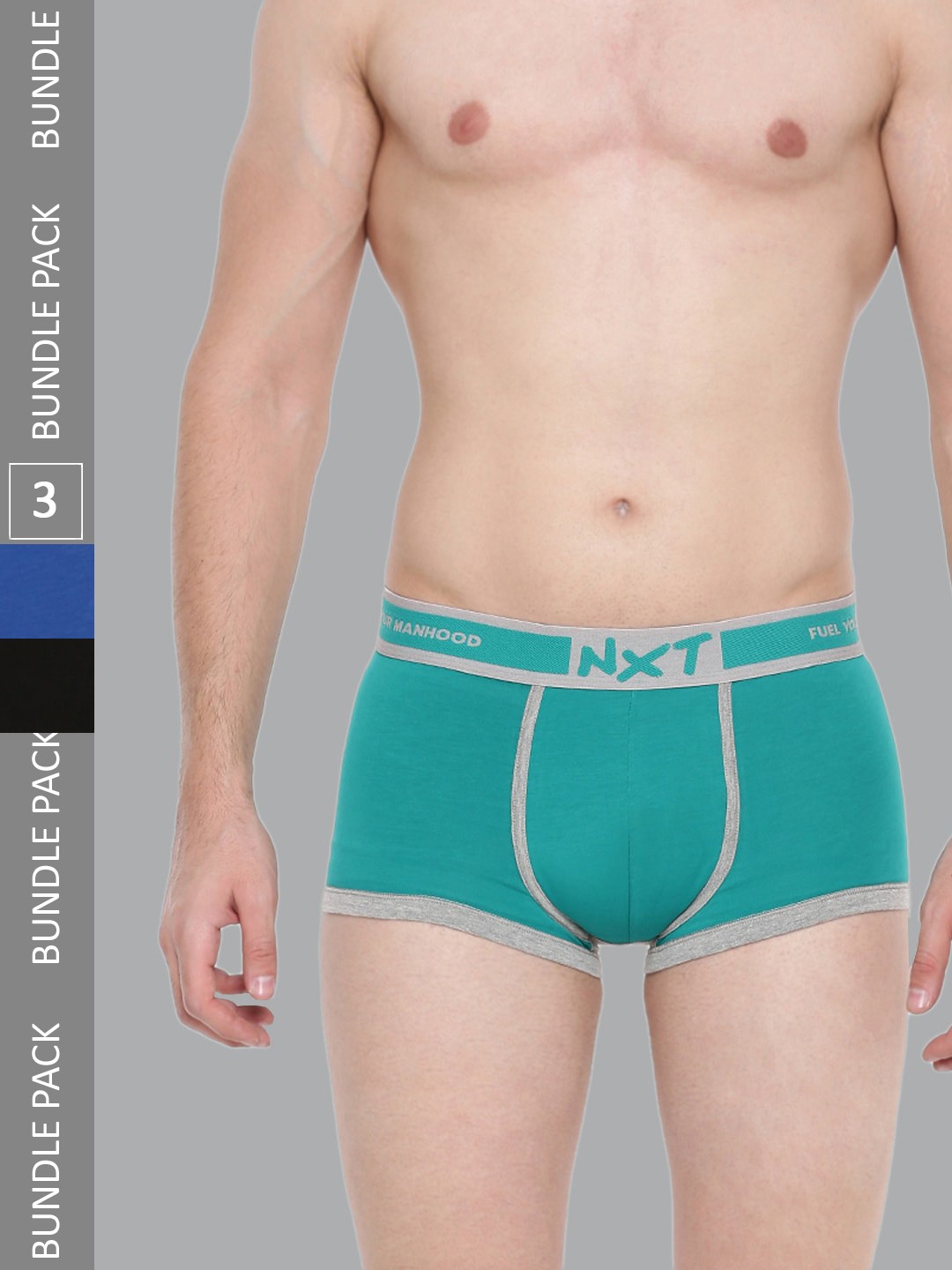 

Force NXT Pack Of 3 Ultra Fresh Technology Outer Elastic Cotton Trunks, Green
