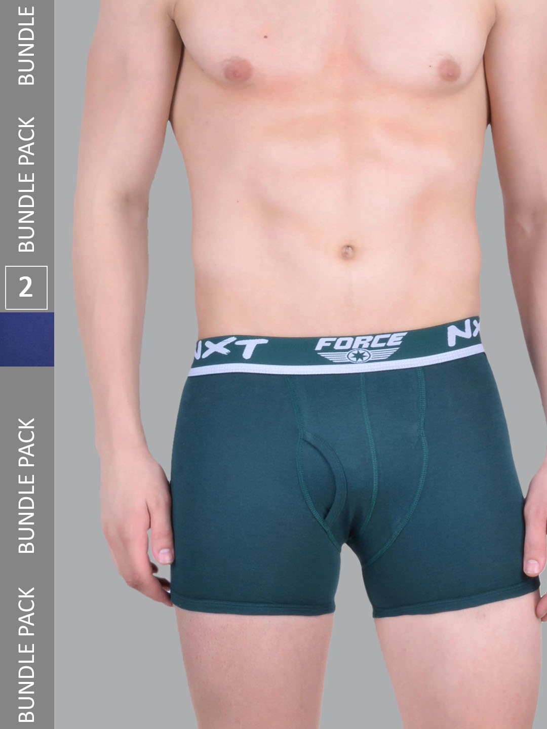 

Force NXT Pack Of 2 Ultra Fresh Technology Outer Elastic Cotton Trunks, Blue
