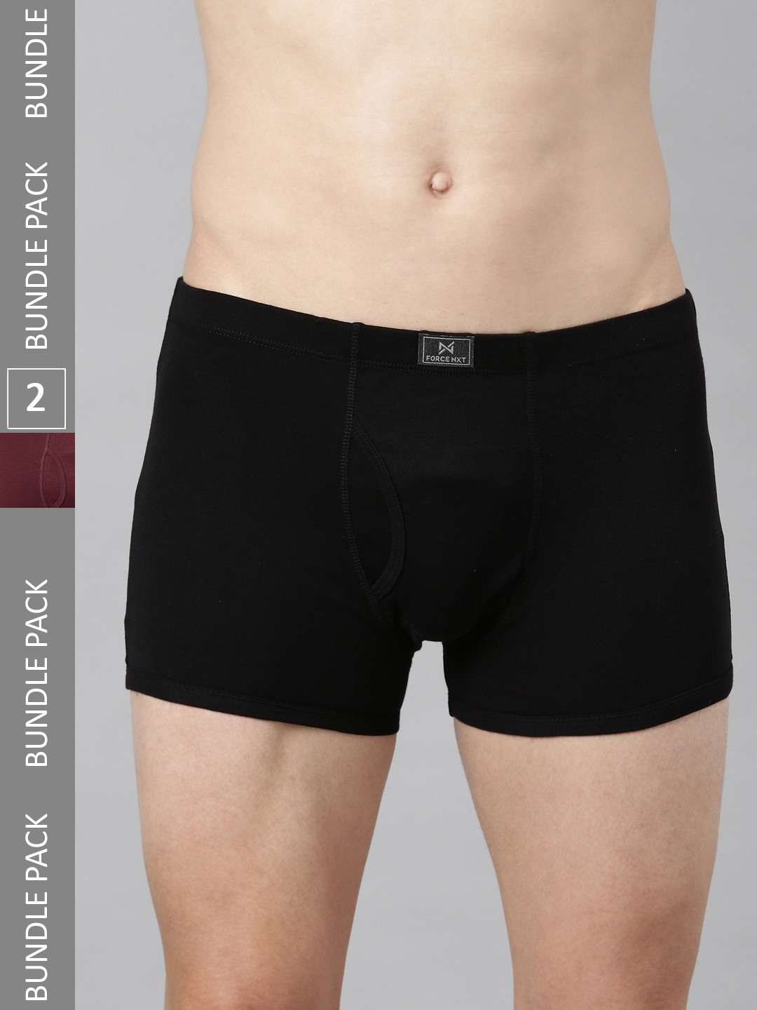 

Force NXT Pack Of 2 Ultra Fresh Technology Outer Elastic Cotton Trunks, Black