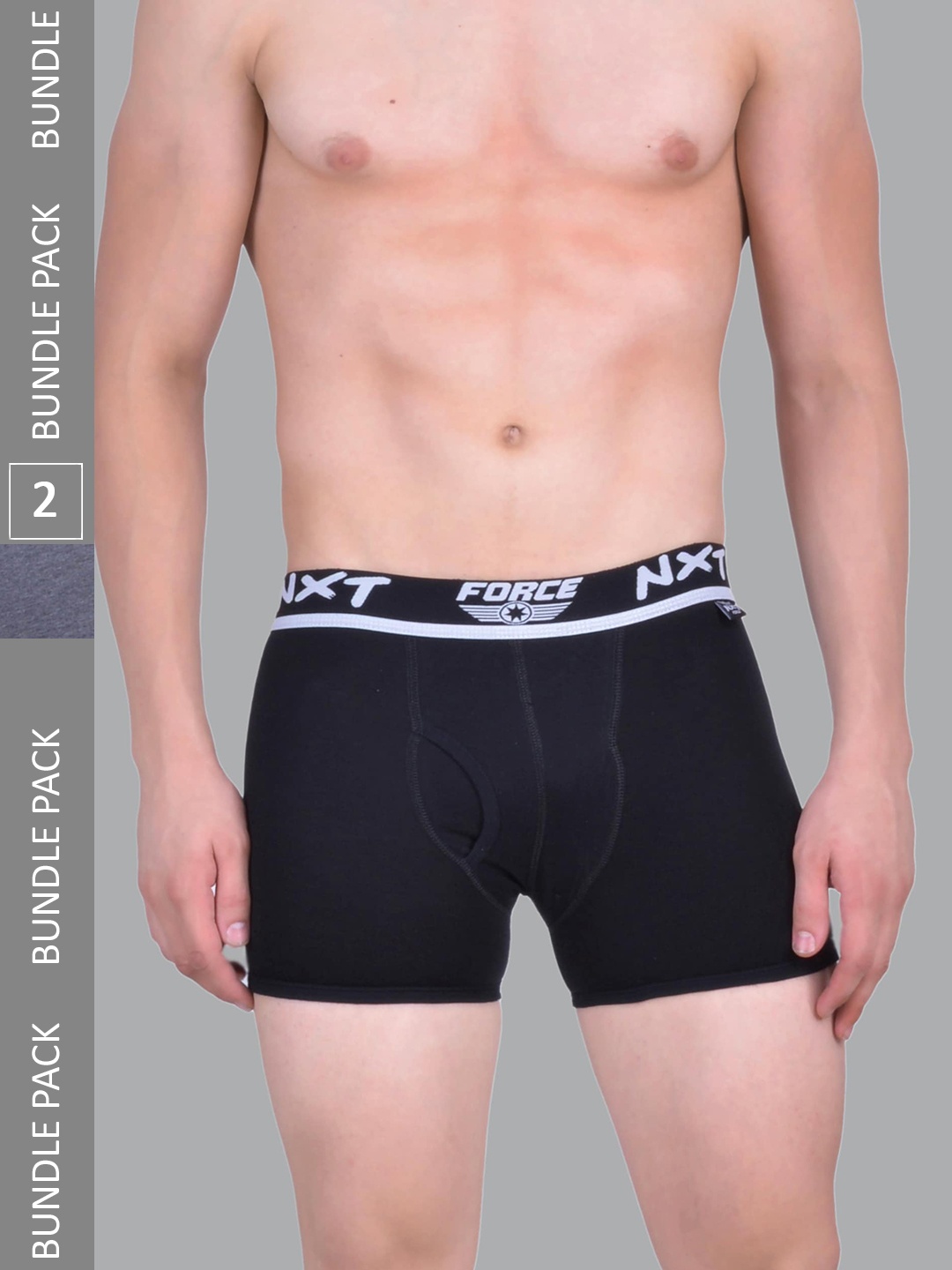 

Force NXT Pack Of 2 Ultra Fresh Technology Outer Elastic Cotton Trunks, Black