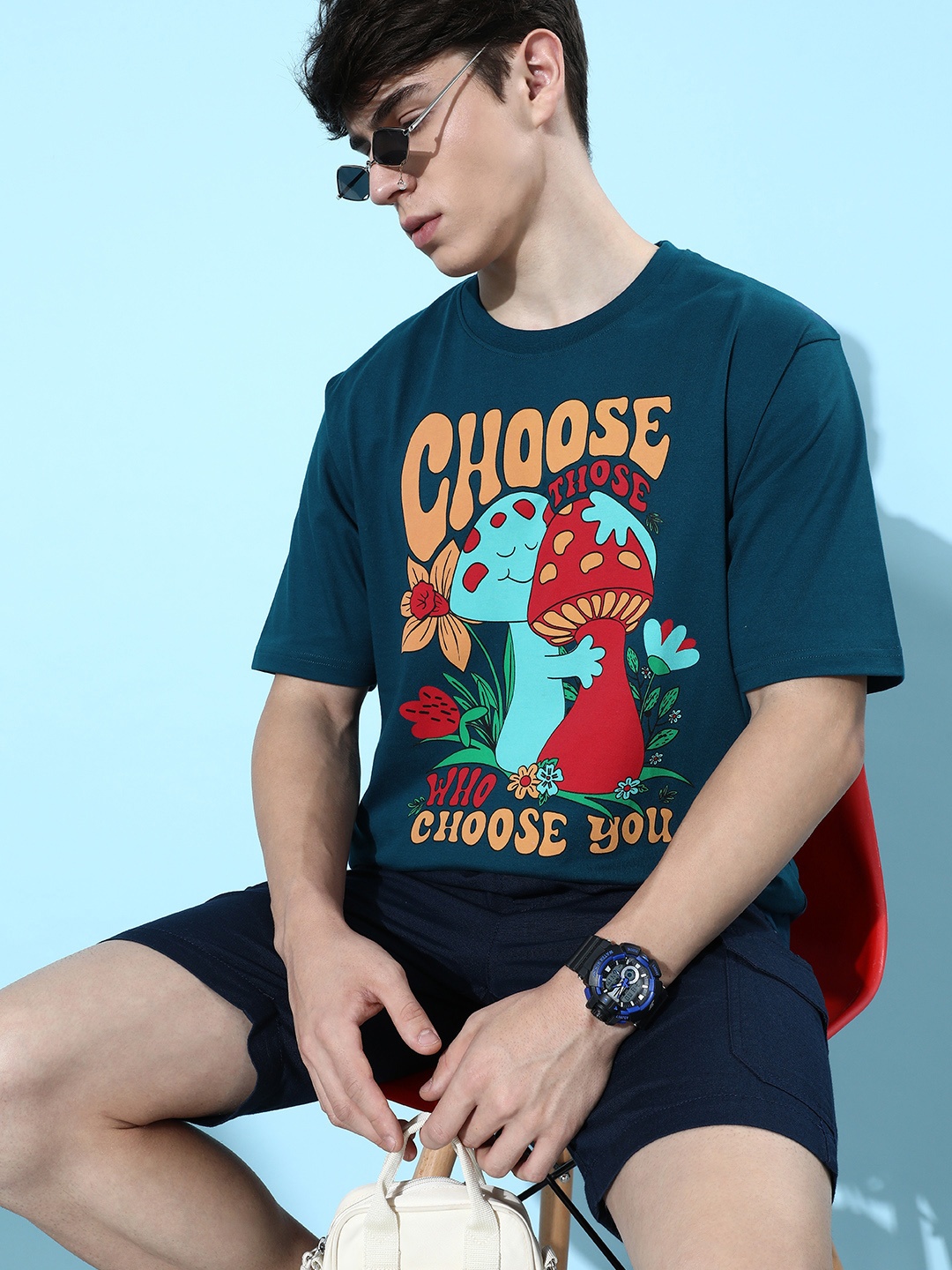 

DILLINGER Graphic Printed Oversized T-shirt, Blue