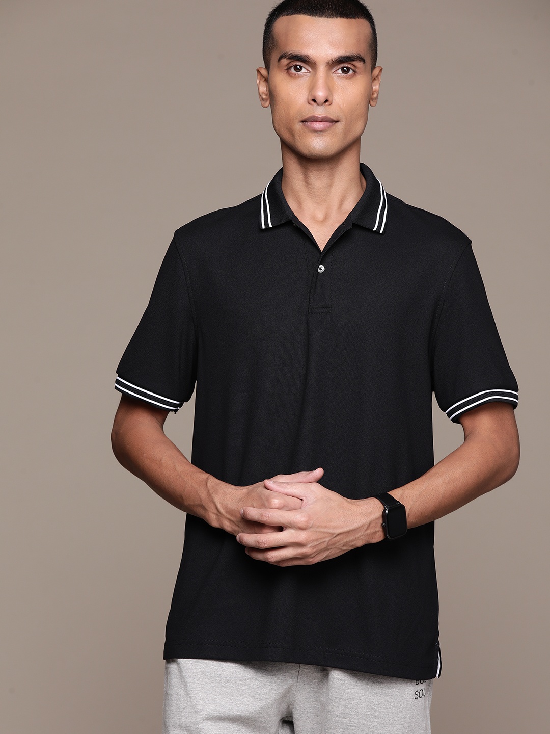 

Macy's Club Room Polo Collar Sports T-shirt, Black