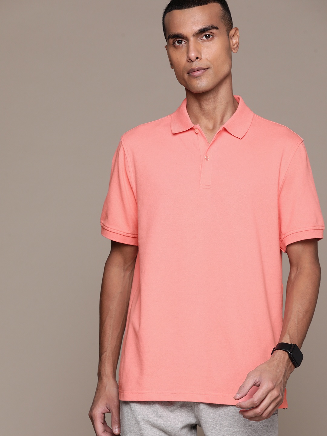 

Macy's Club Room Moisture Wicking Classic Fit Polo Collar Sports T-shirt, Peach