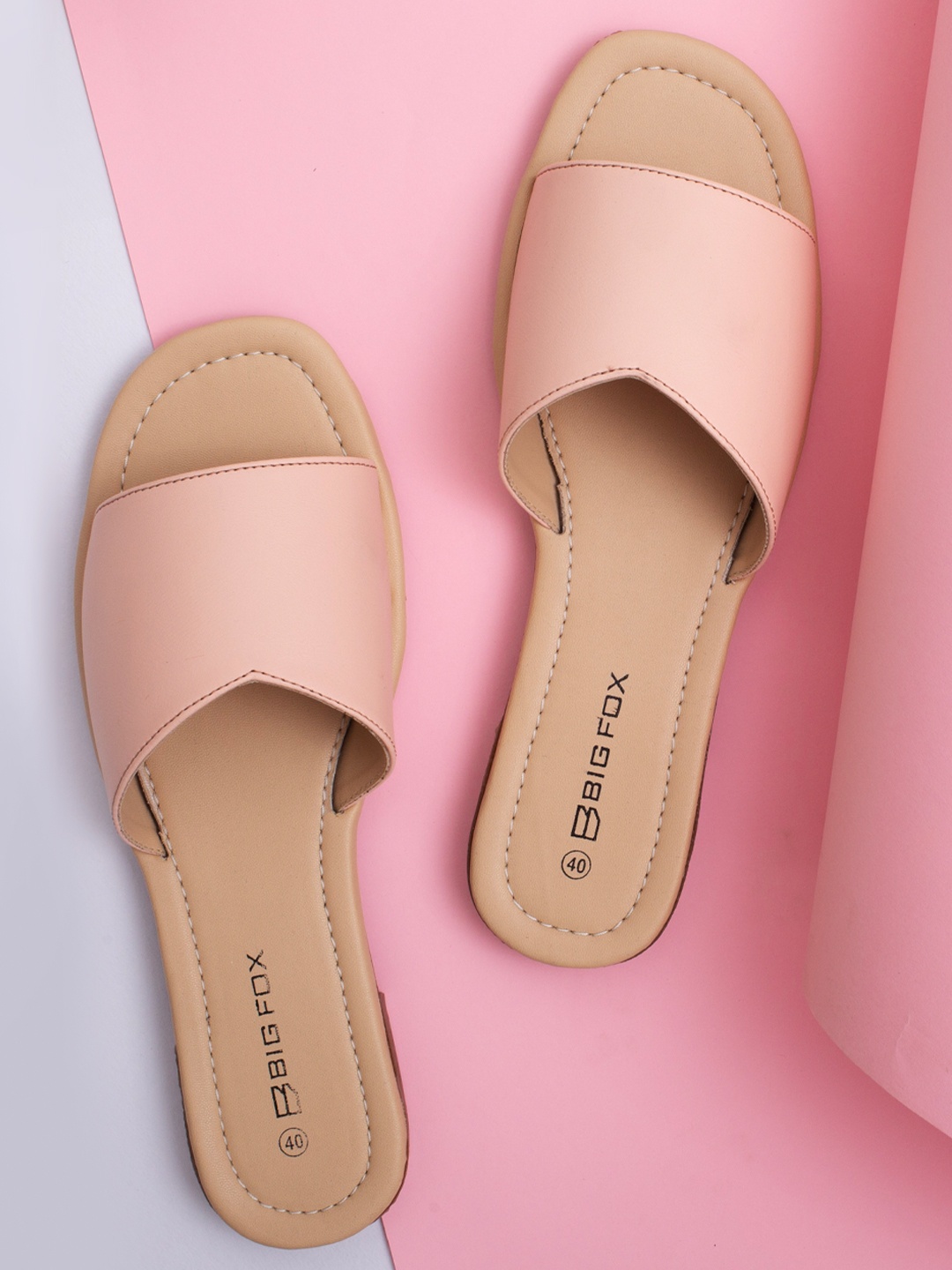 

Big Fox Women No Back Strap Open Toe Flats, Pink