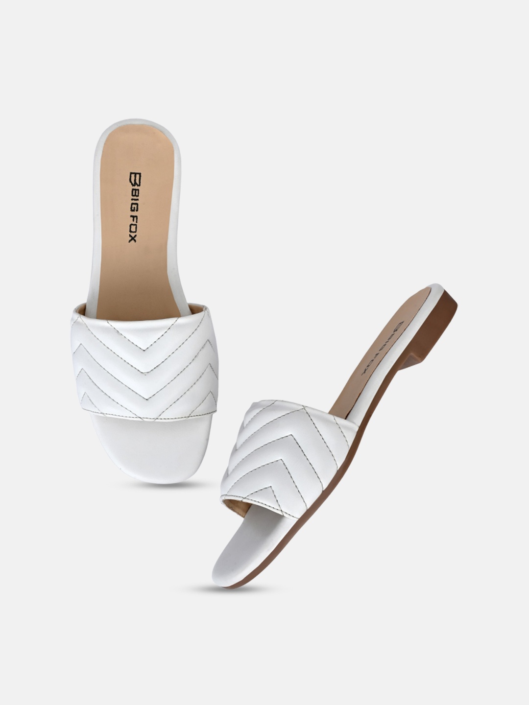 

Big Fox Women Synthetic Open Toe Flats, White