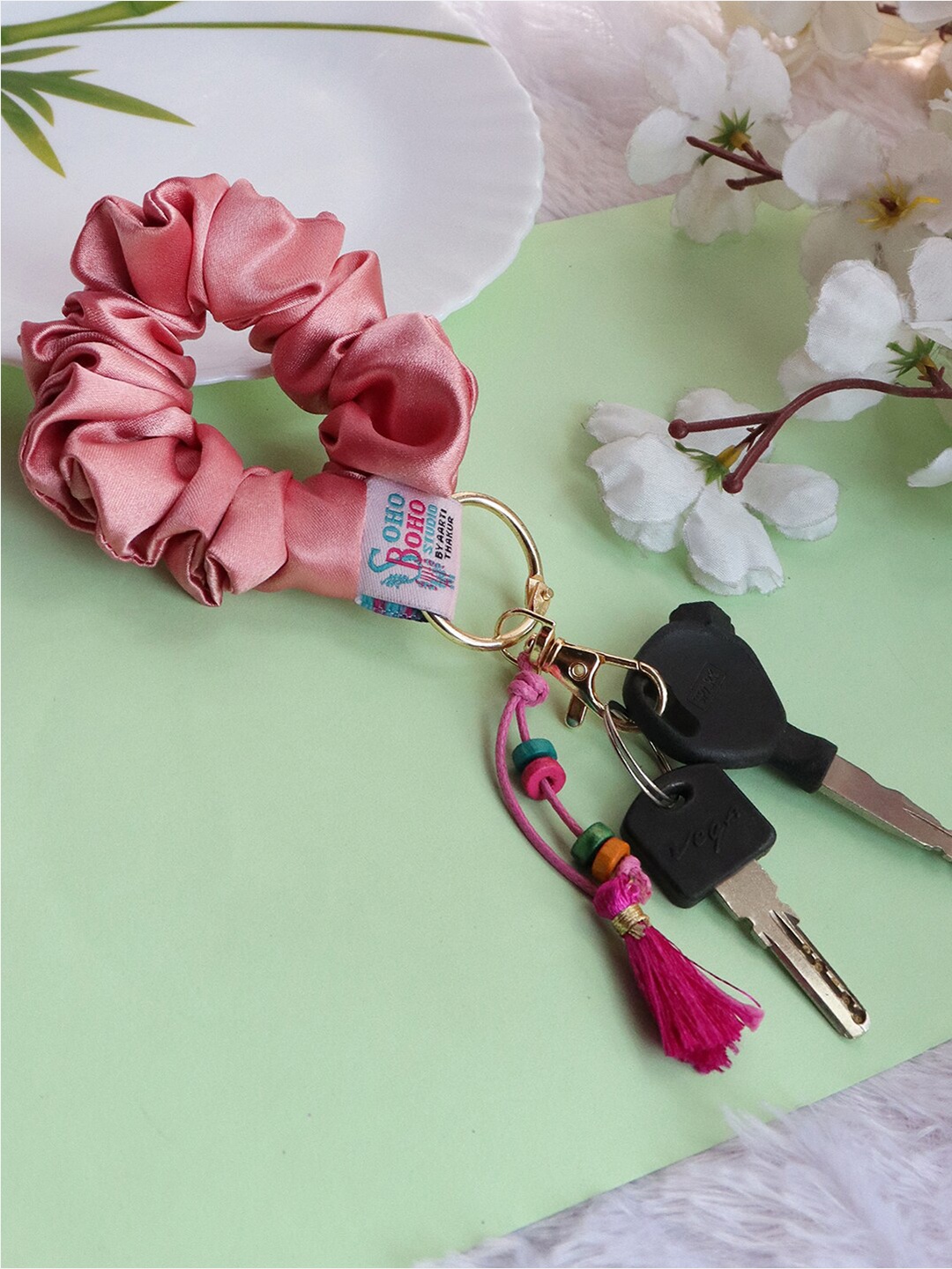 

Soho Boho Studio Key Chain Ponytail Holders, Pink