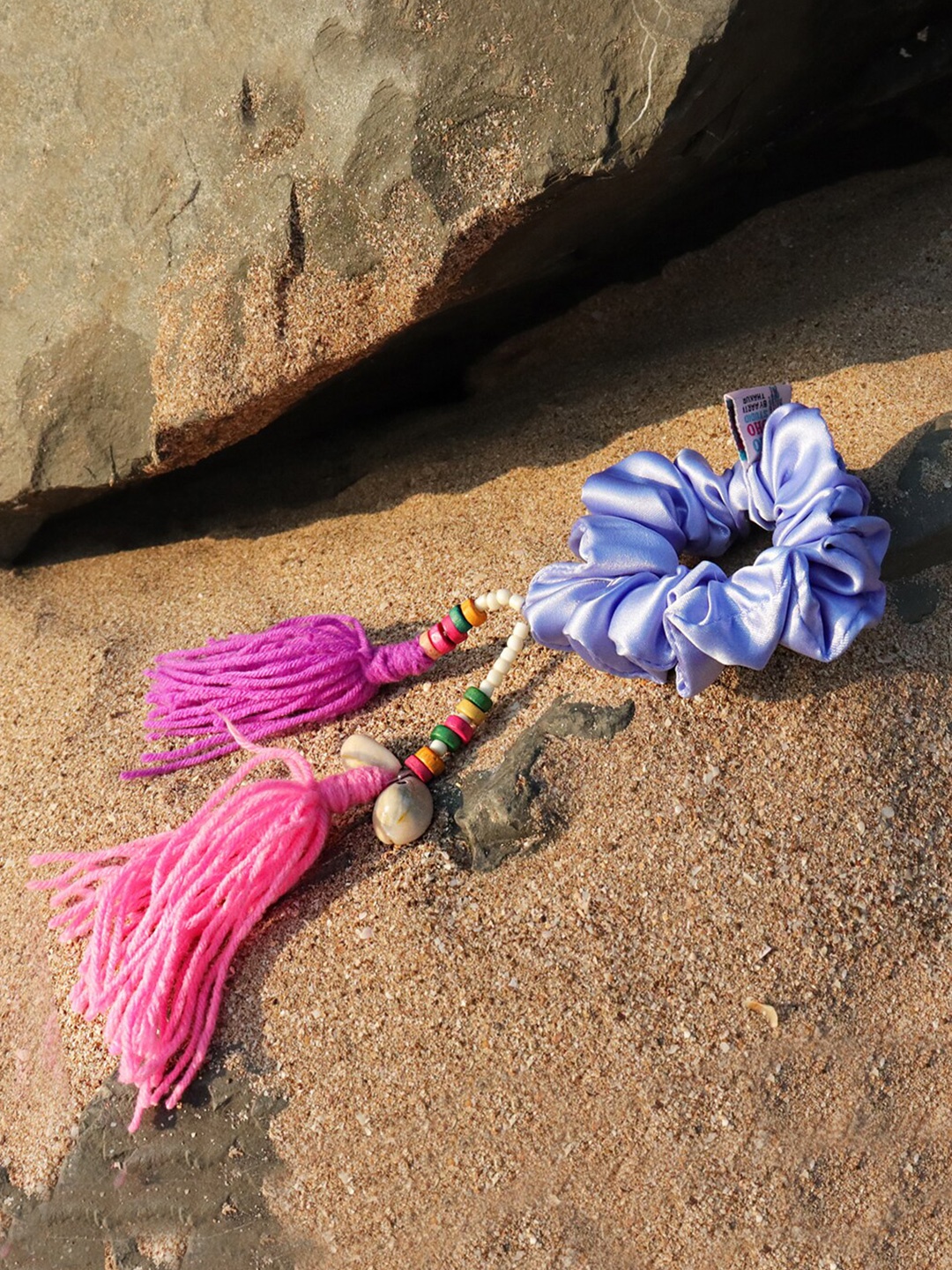 

Soho Boho Studio Women Beaded & Tassel Ponytail Holders, Blue