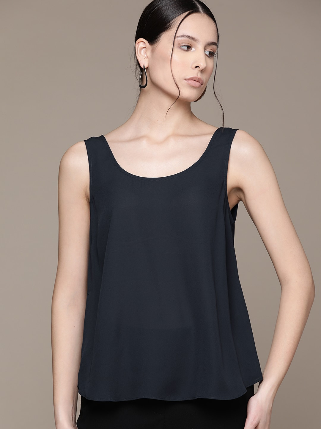 

Macy's Alfani Solid Top, Navy blue