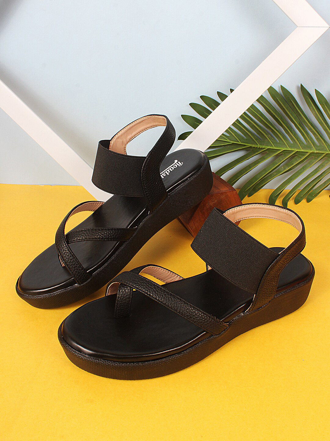 

Roadster Life Co. Air Max Textured Open Toe Platform Heels, Black