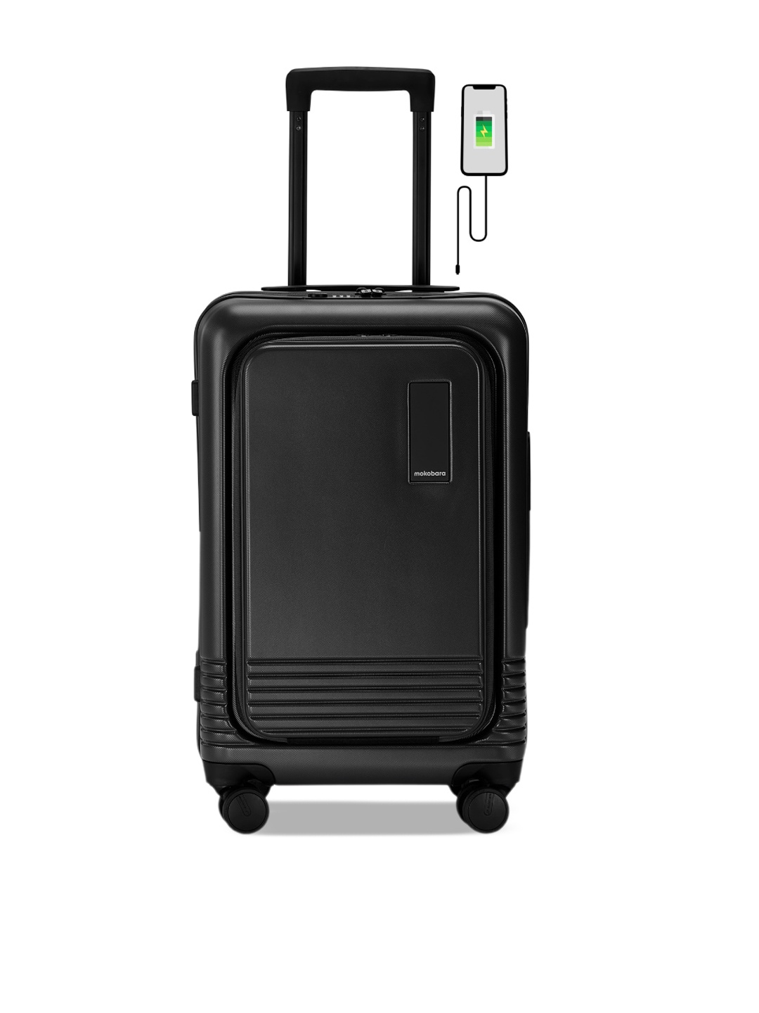 

MOKOBARA The Cabin Pro Hard-Sided Cabin Trolley Suitcase, Black