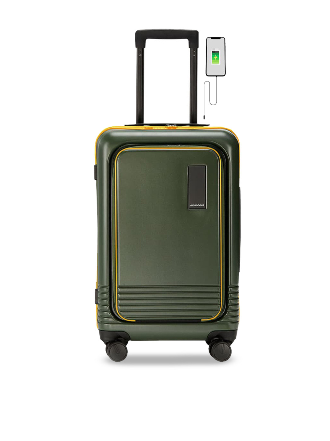 

MOKOBARA The Cabin Pro Usb Charging Point On The Top Hard-Sided Cabin Trolley Suitcase, Green