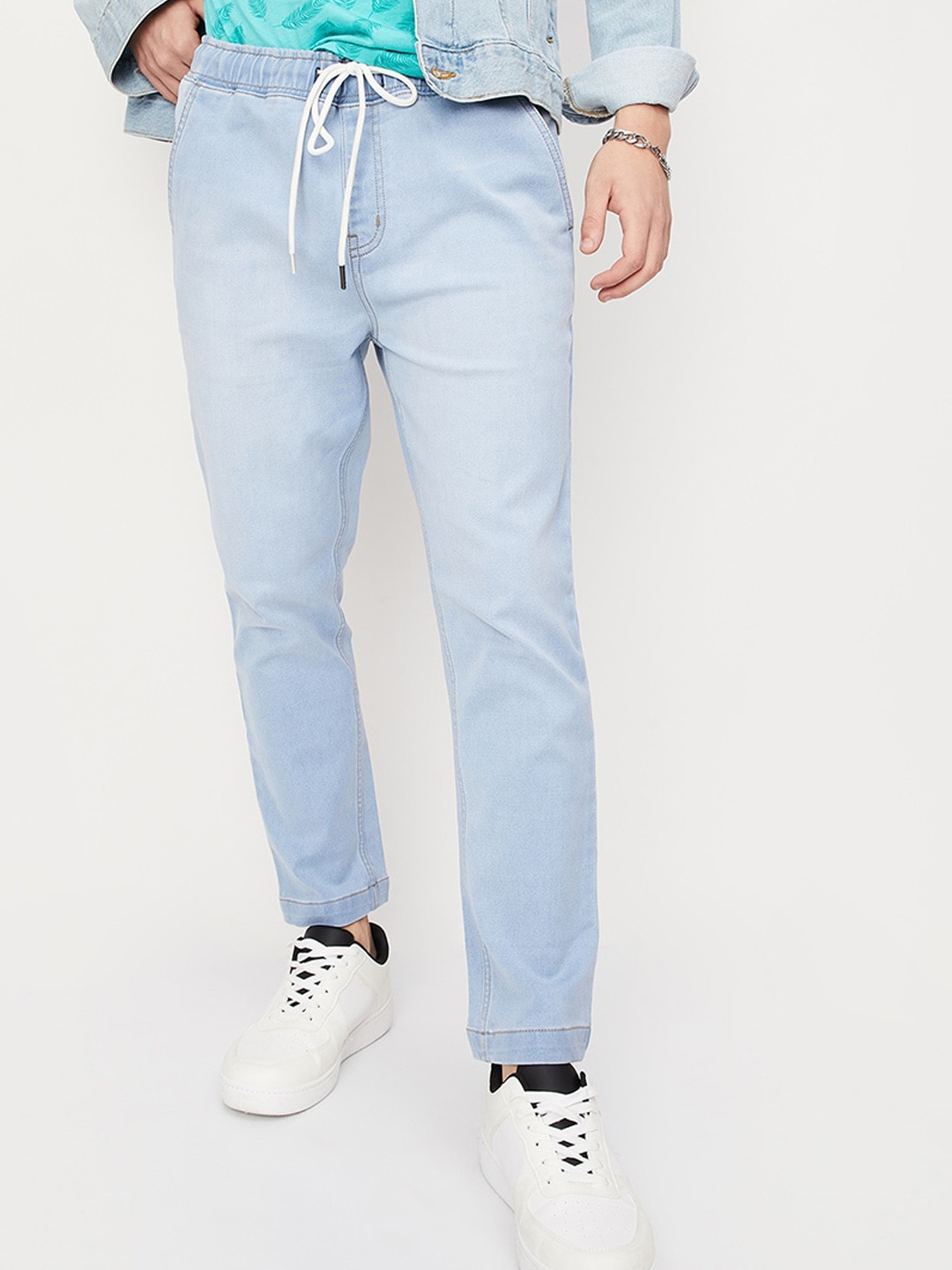 

max Men Mid-Rise Cotton Jogger, Blue