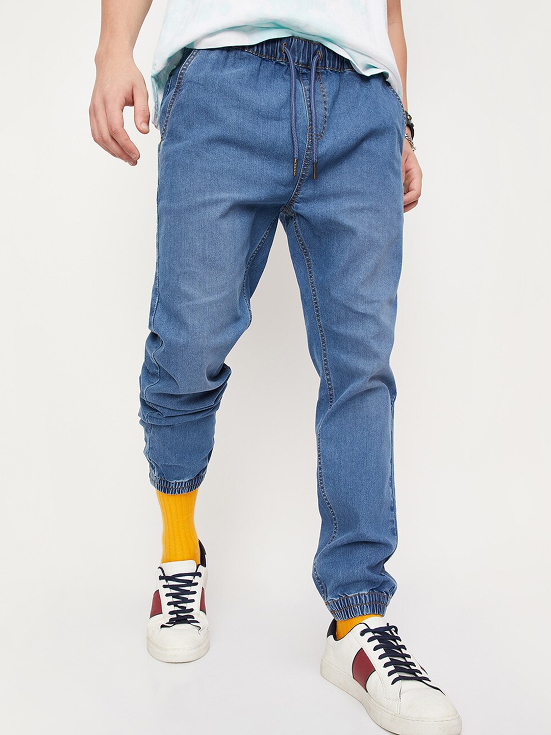 

max Men Non Stretchable Mid-Rise Jogger, Blue