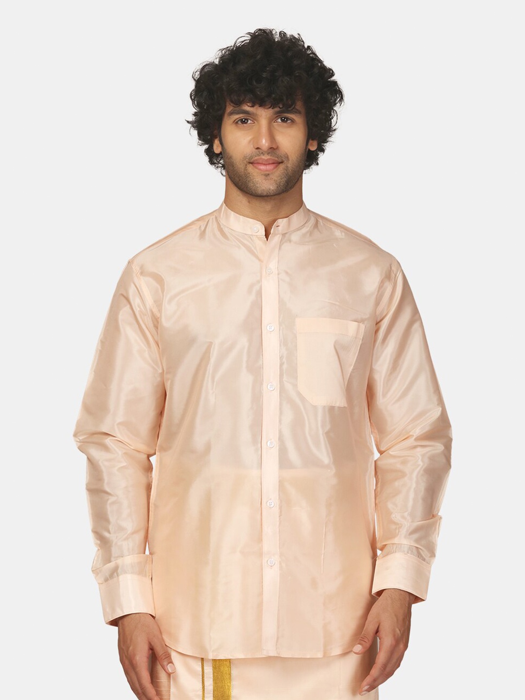 

Sethukrishna Men Orange Classic Party Shirt