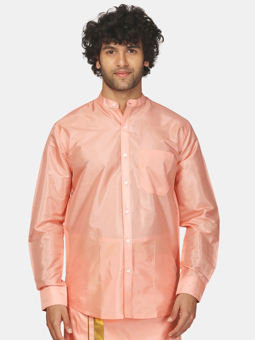 

Sethukrishna Men Peach-Coloured Classic Party Shirt