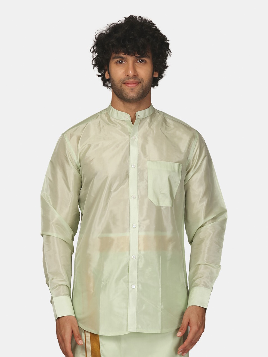 

Sethukrishna Men Green Classic Party Shirt