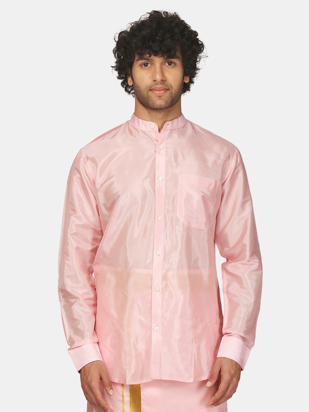 

Sethukrishna Men Pink Classic Floral Striped Party Shirt