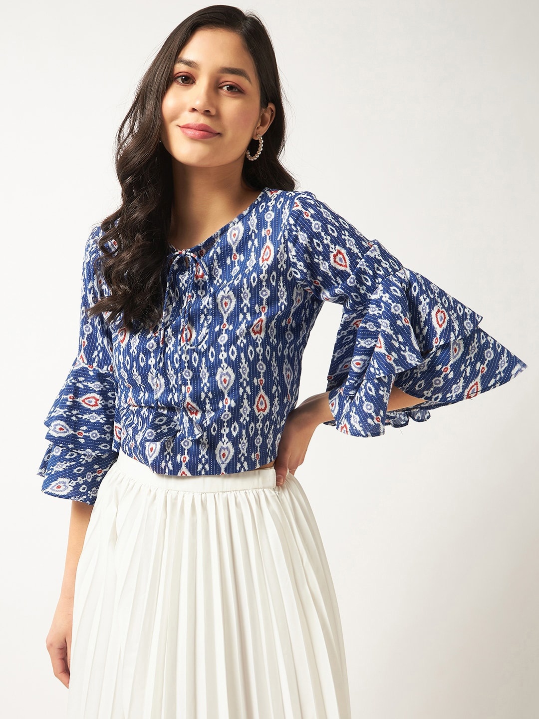 

Pannkh Blue Floral Print Top