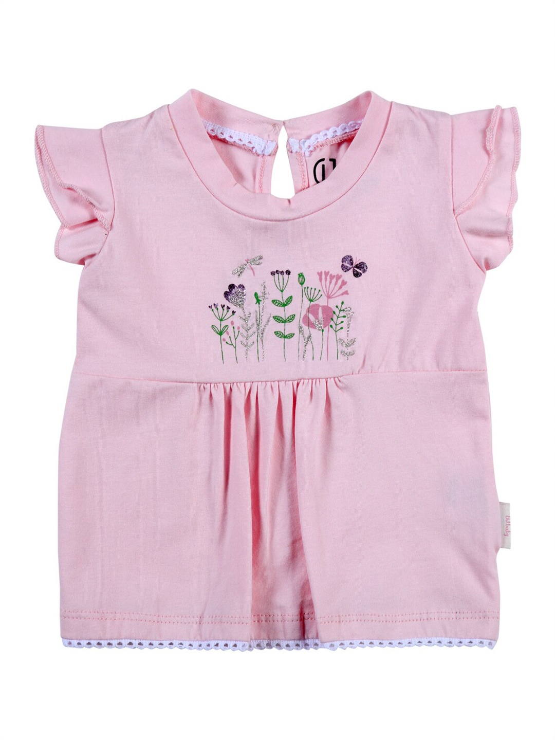 

Gini and Jony Infants Floral Printed Pure Cotton Round Neck Top, Pink