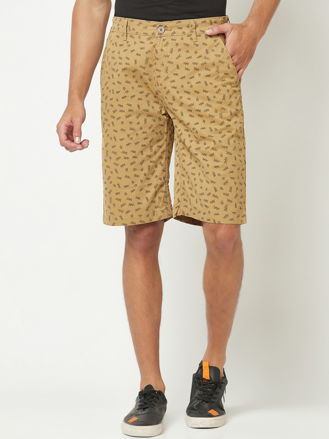 

Crimsoune Club Men Printed Pure Cotton Shorts, Khaki