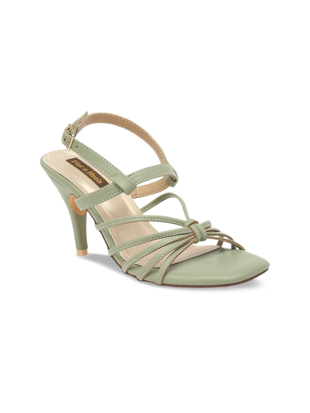 

Flat n Heels Green Embellished Stiletto Sandals with Buckles