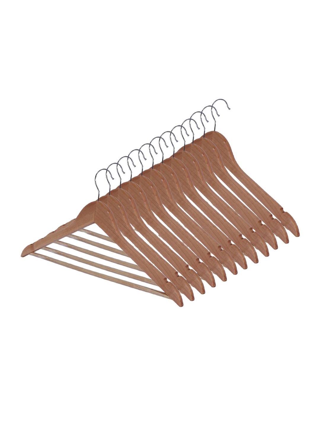 

Kuber Industries Brown 12 Pieces Lightweight Wooden Hangers
