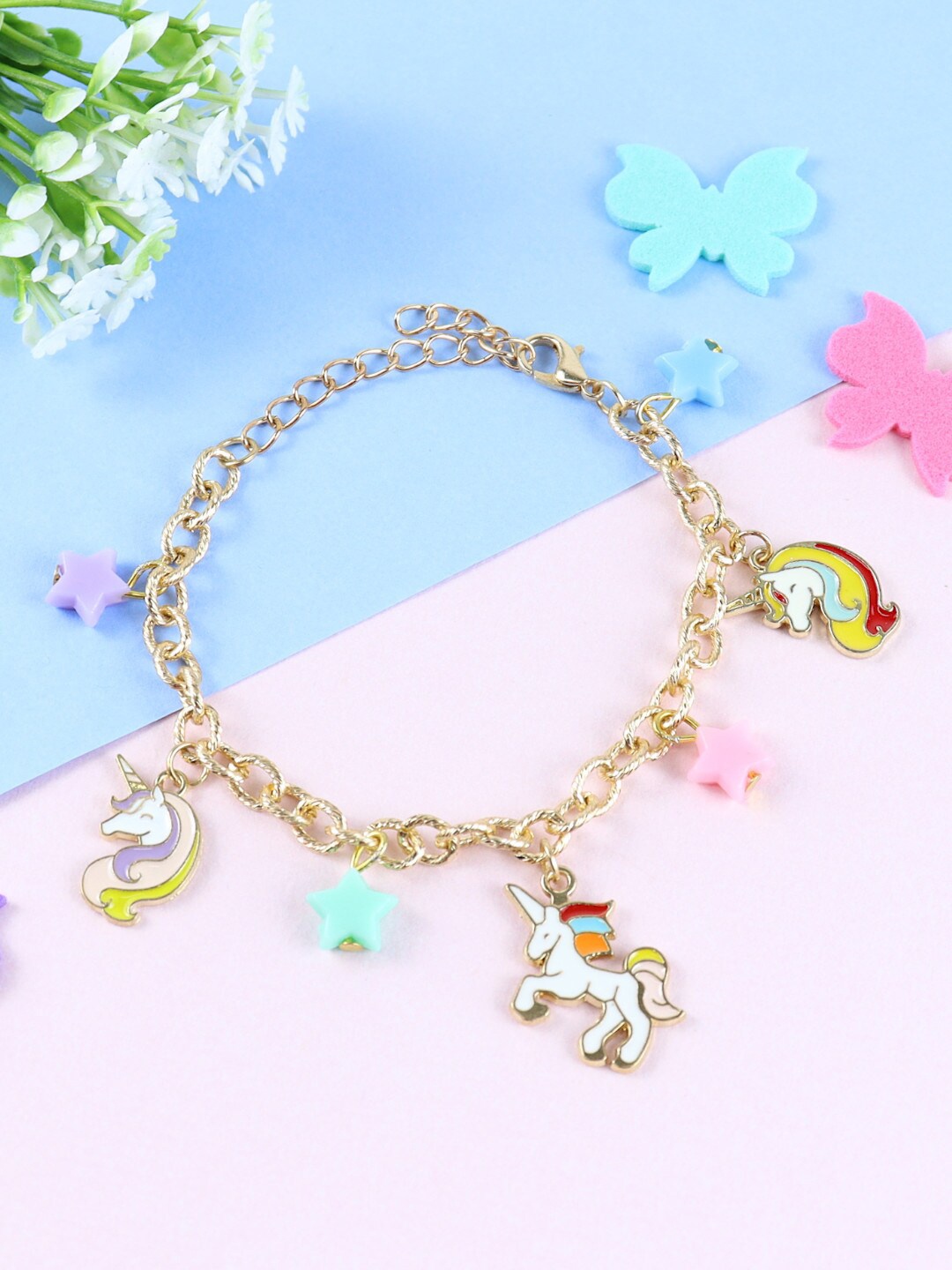 

Asthetika Kids Girls Set Of 2 Gold Plated Link Bracelet