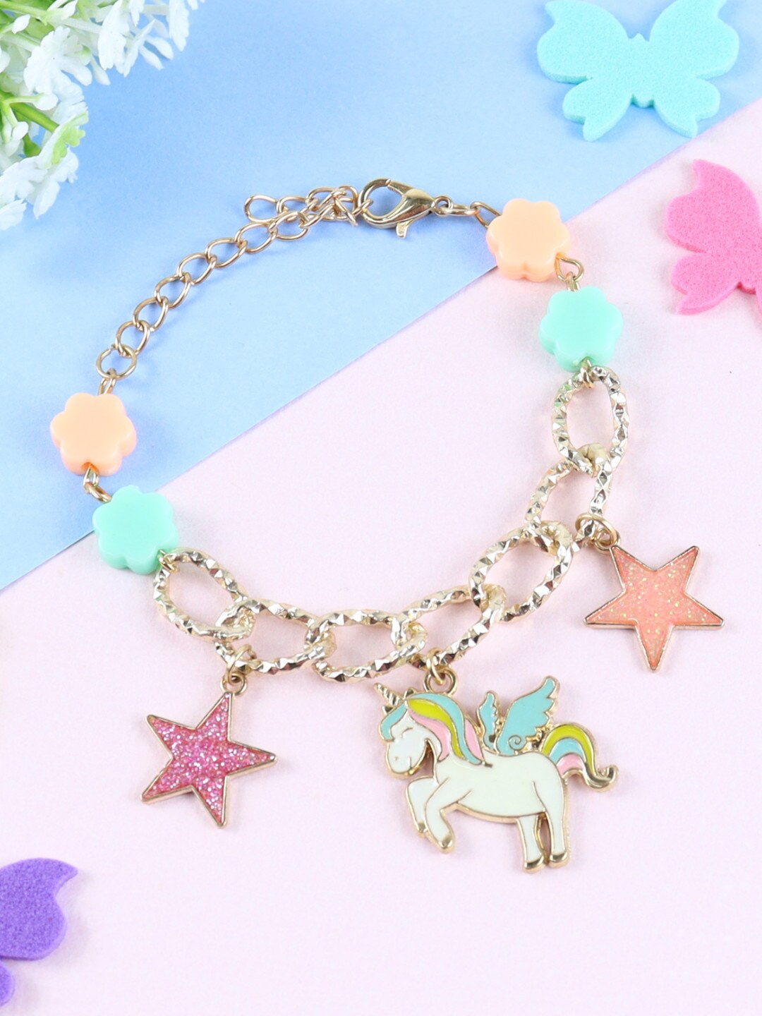 

Asthetika Kids Girls Set Of 2 Gold Plated Link Bracelet