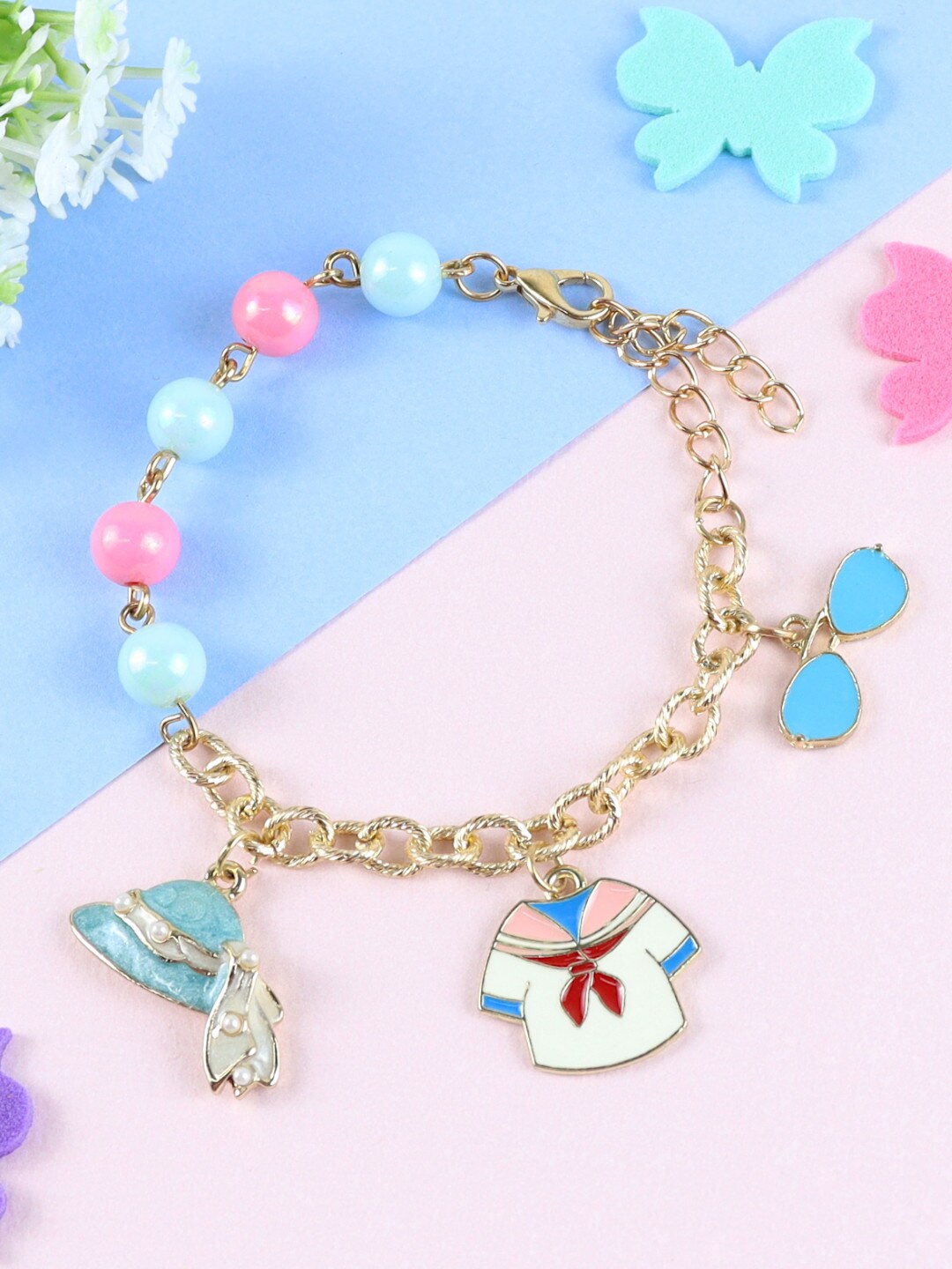 

Asthetika Kids Girls Set Of 2 Gold Plated Link Bracelet