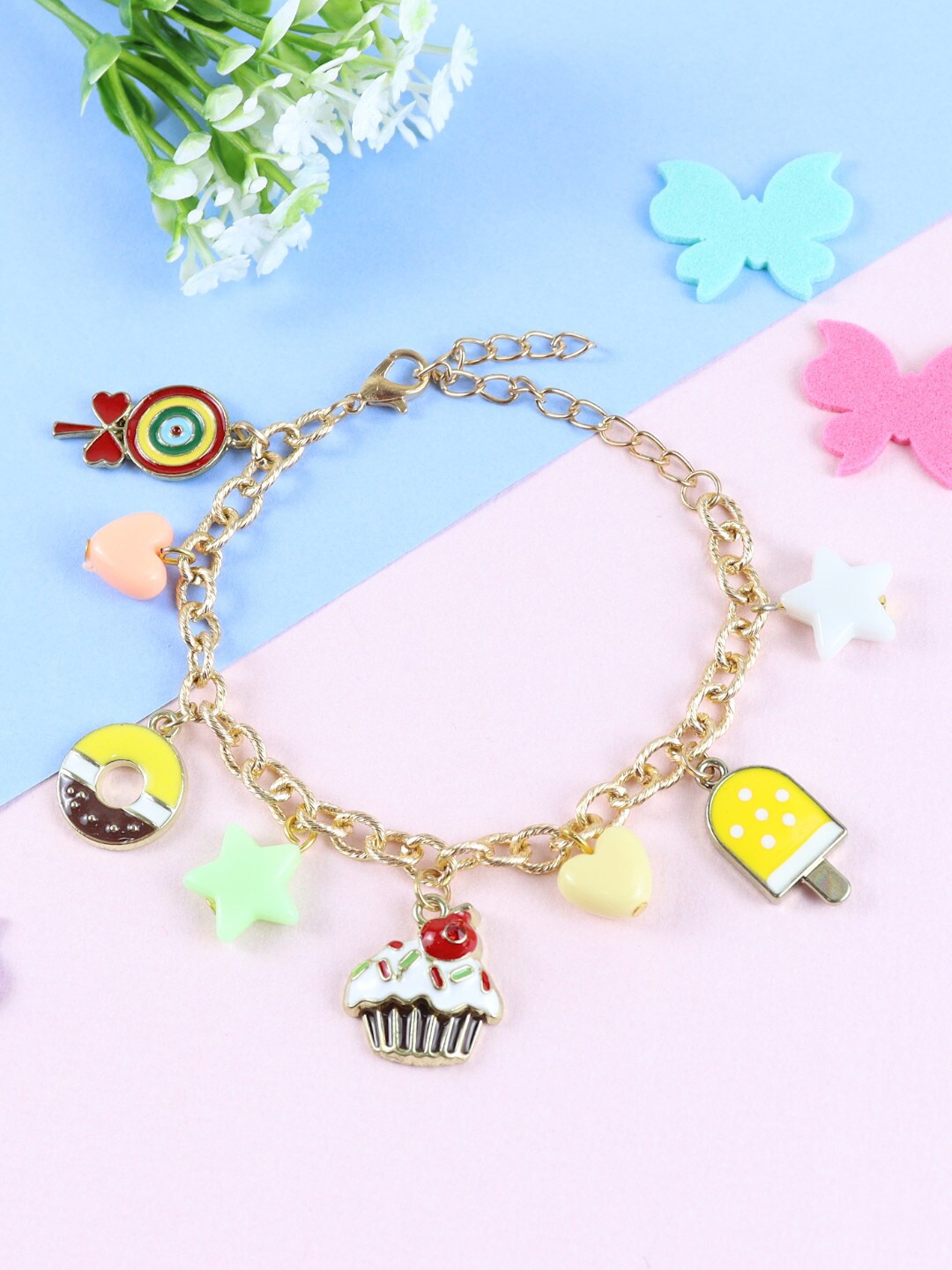 

Asthetika Kids Girls Set Of 2 Gold Plated Link Bracelet