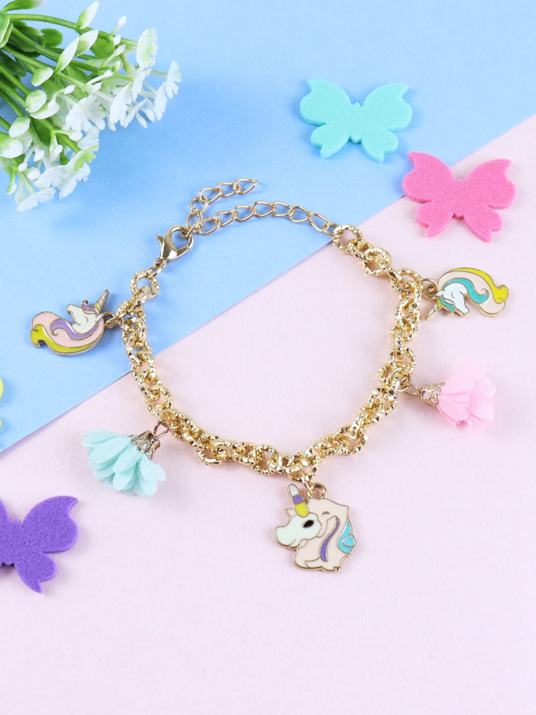 

Asthetika Kids Girls Set Of 2 Gold-Plated Link Bracelet