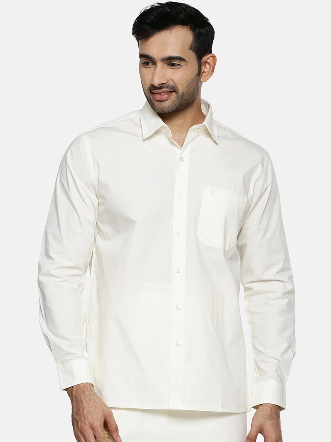 

Ramraj Regular Fit Pure Cotton Ethnic Shirt, Cream