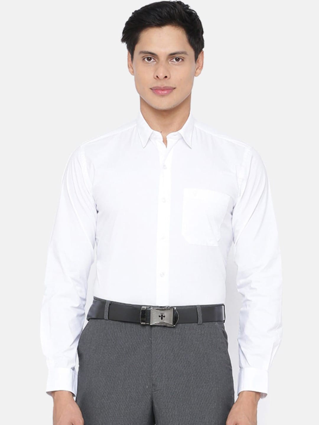 

Ramraj Spread Collar Regular Fit Pure Cotton Formal Shirt, White