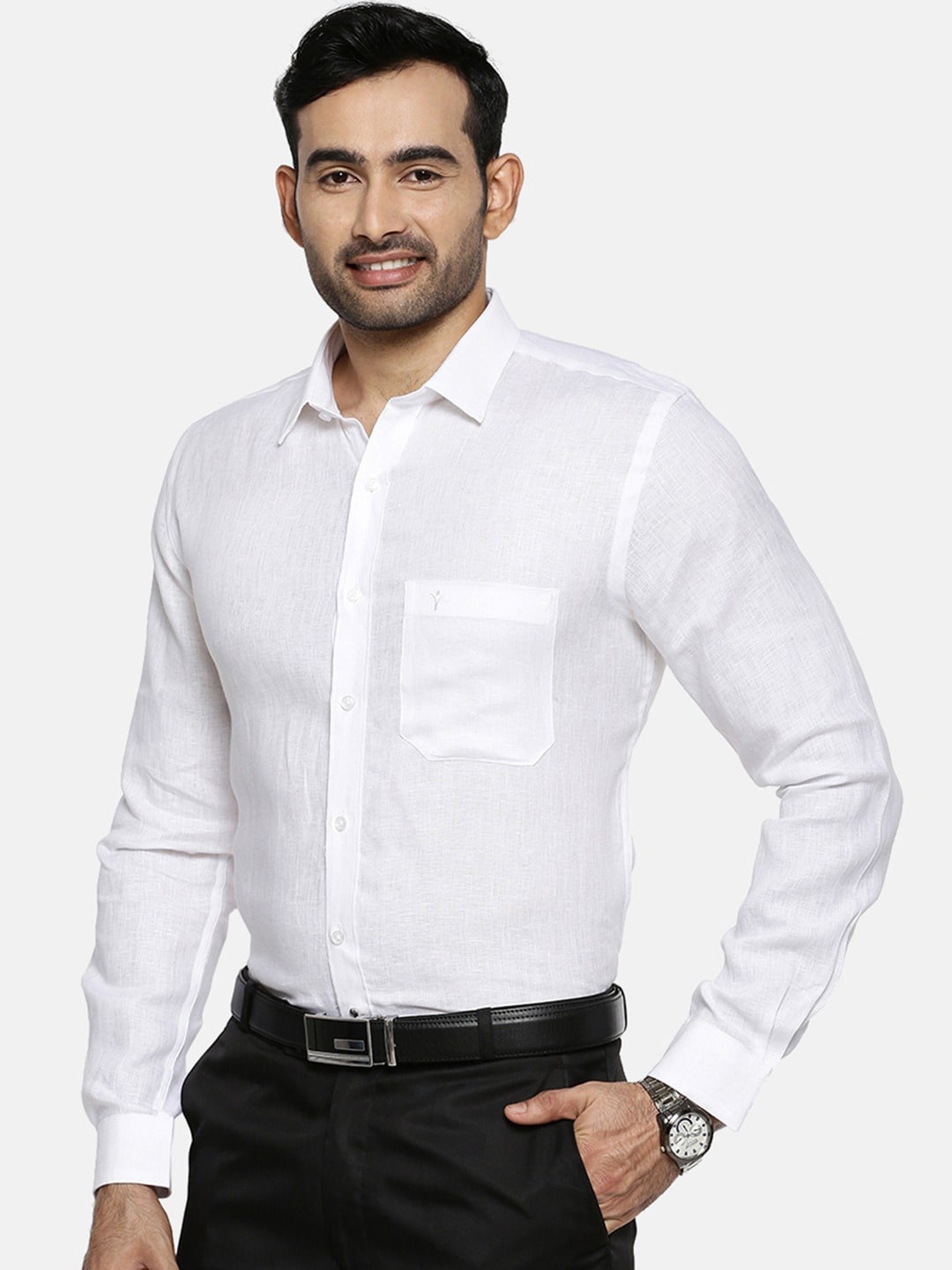 

Ramraj Men Spread Collar Casual Shirt, White