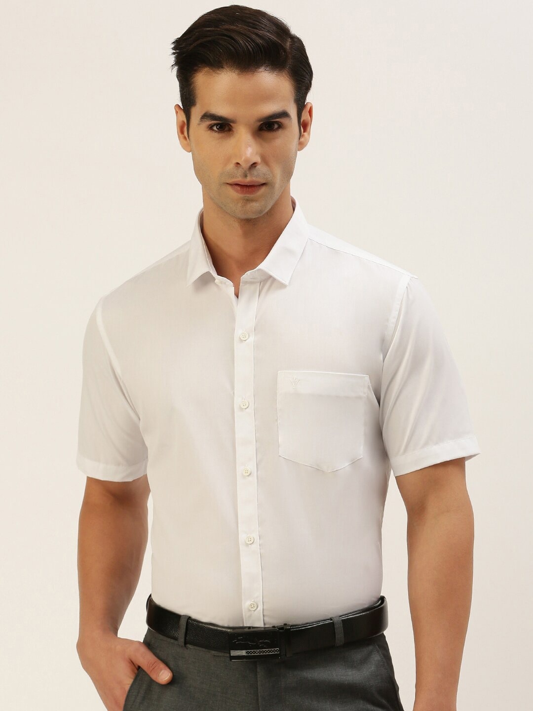 

Ramraj Men Spread Collar Cotton Formal Shirt, White