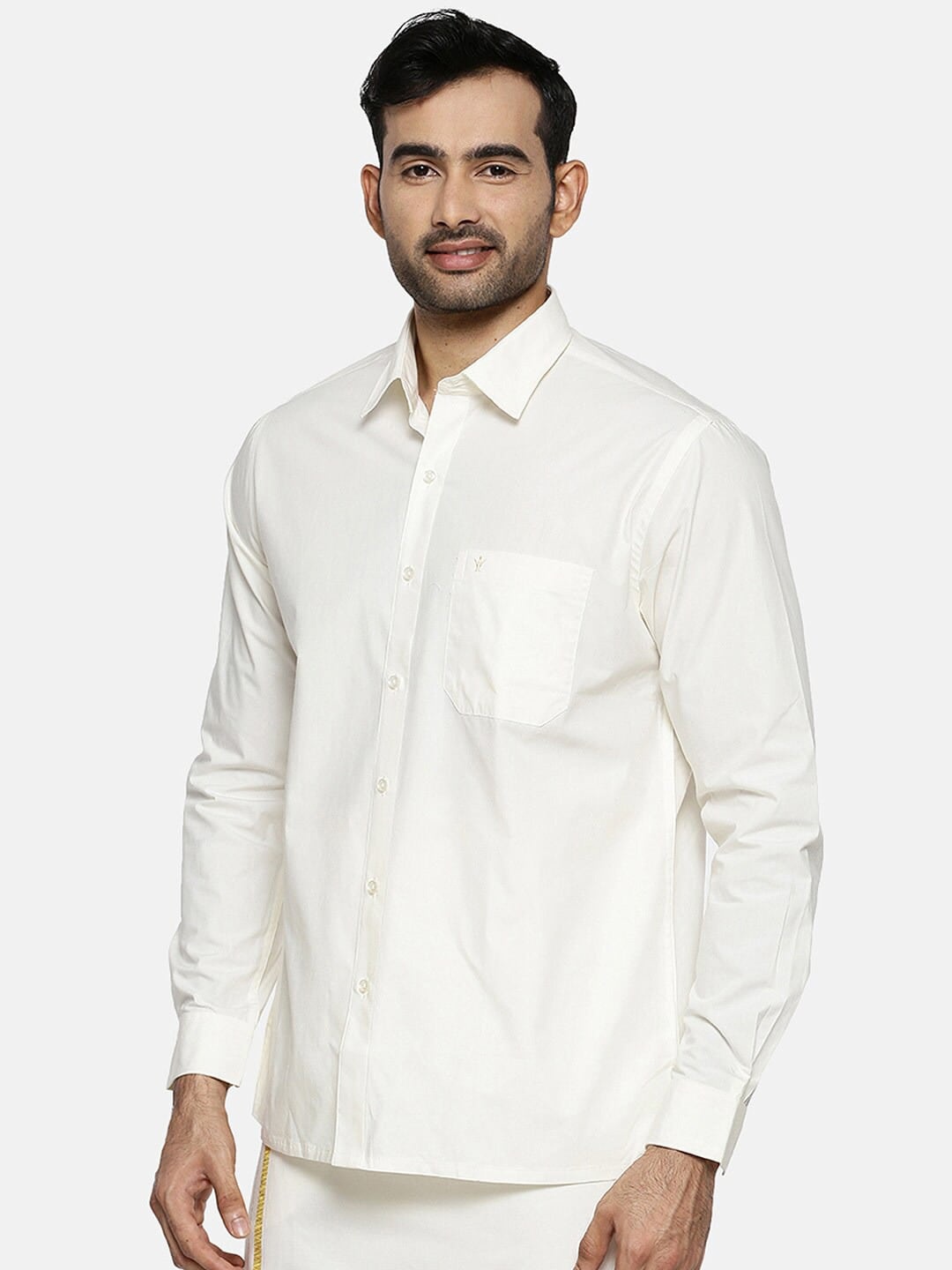 

Ramraj Regular Fit Pure Cotton Ethnic Shirt, Cream