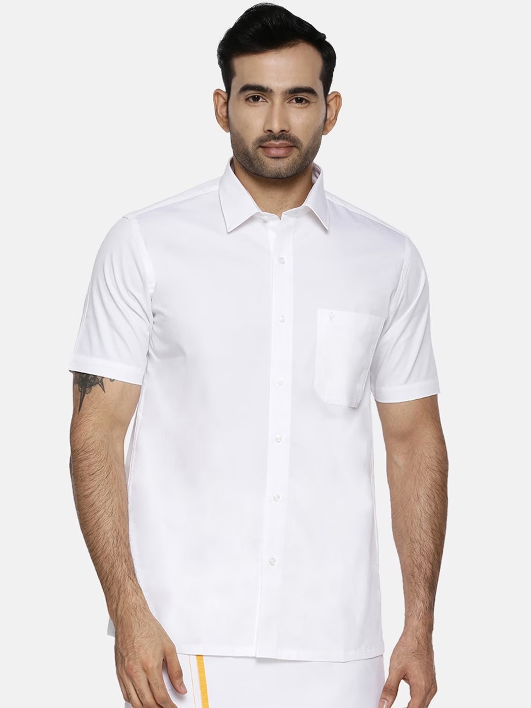 

Ramraj Spread Collar Regular Fit Pure Cotton Casual Shirt, White