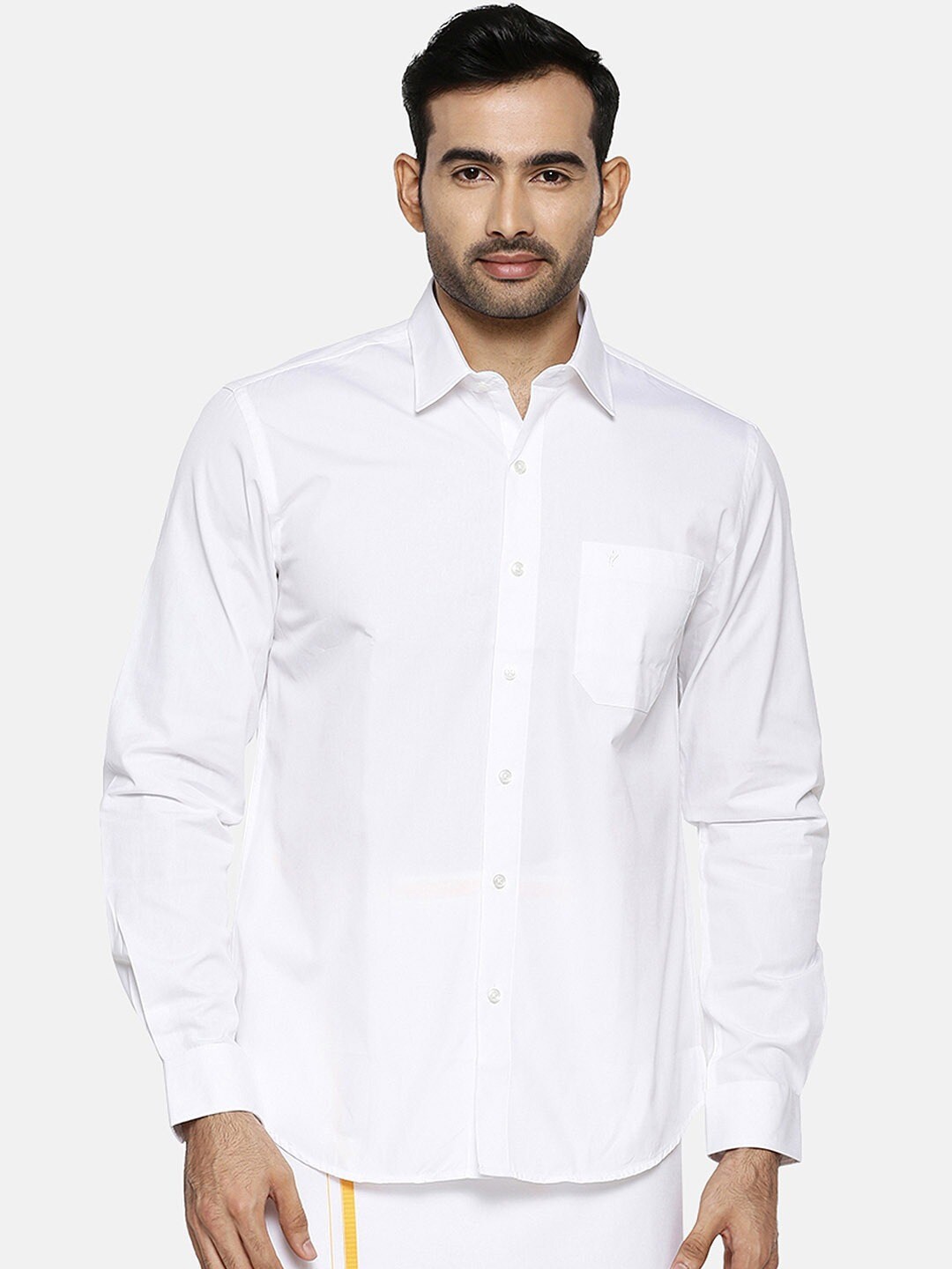 

Ramraj Regular Fit Pure Cotton Ethnic Shirt, White