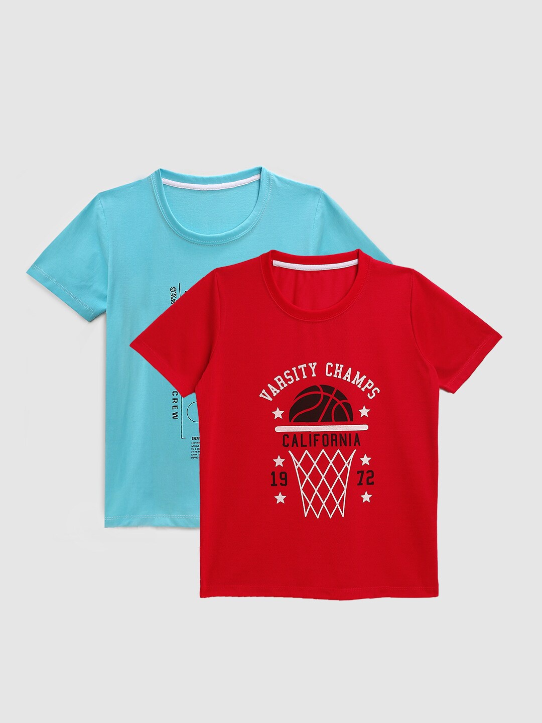 

YK Boys Pack Of 2 Graphic Printed Cotton T-shirt, Red