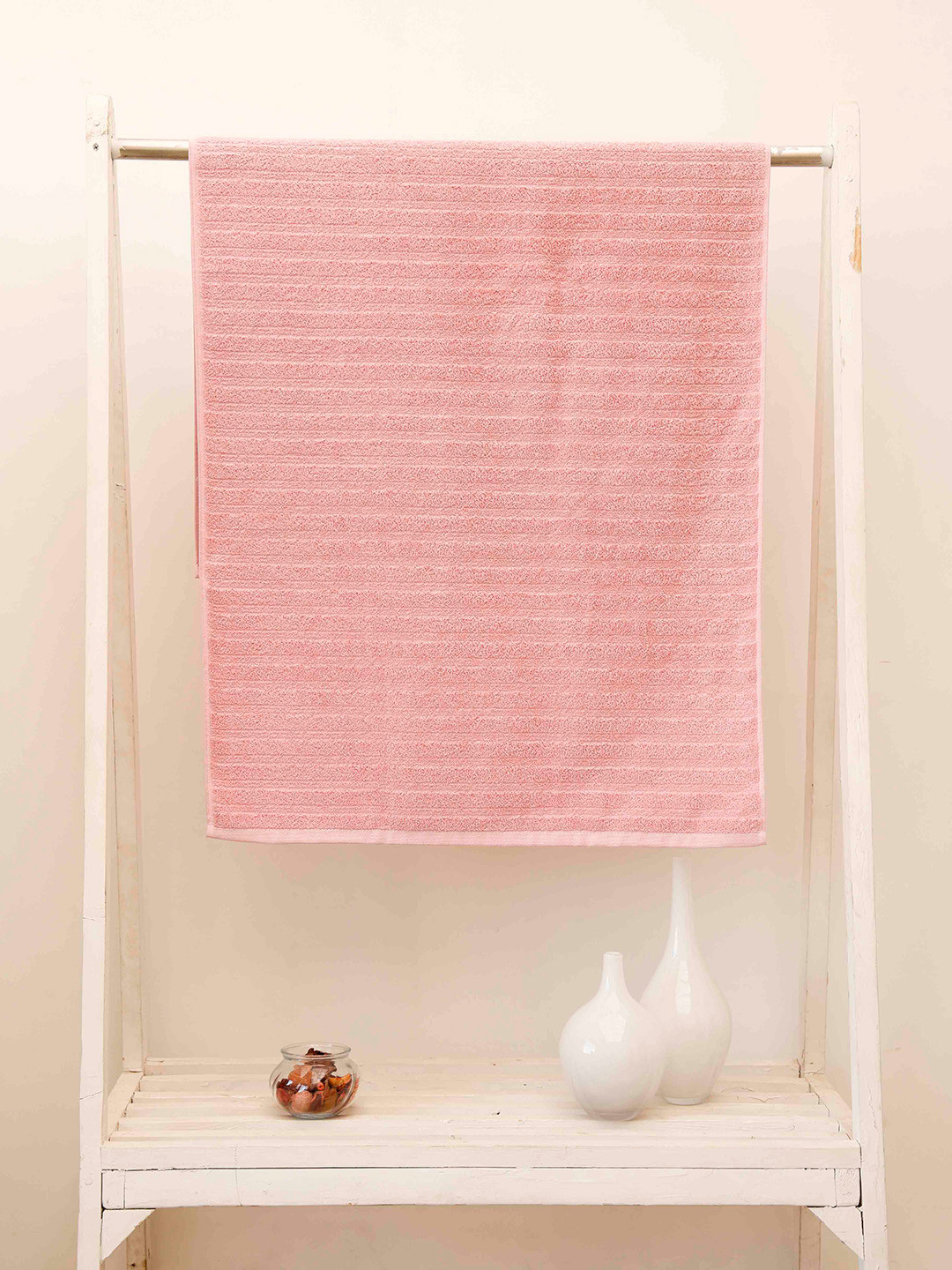 

Ariana Luxury Striped 500 GSM Cotton High Absorbant Bath Towel, Pink