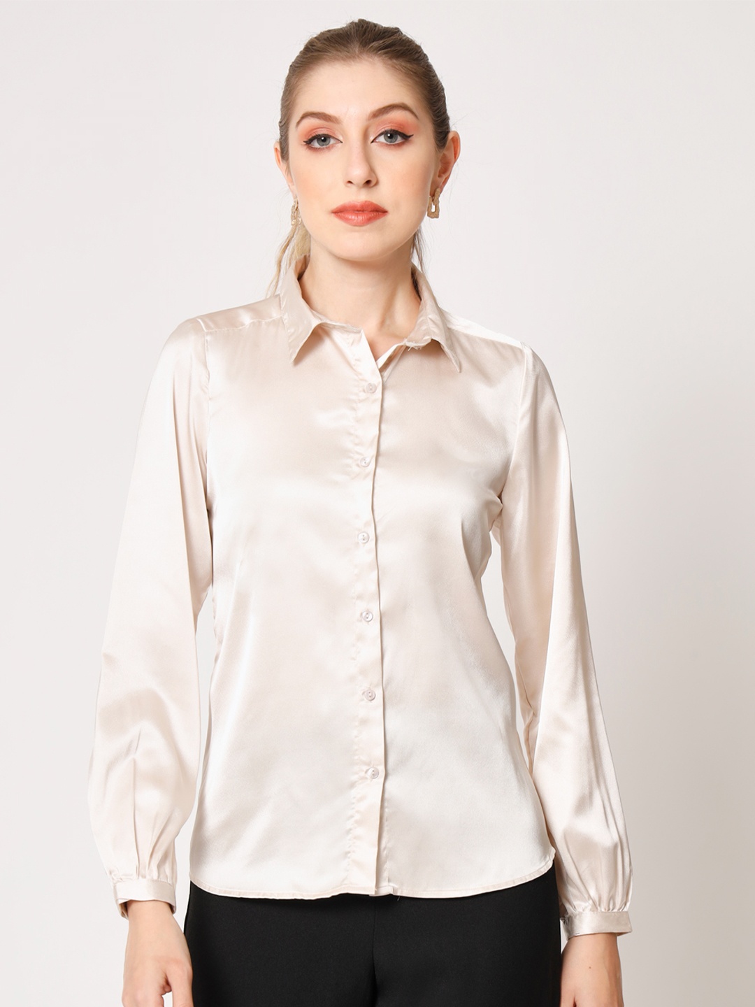 

HERE&NOW Women Cream-Coloured Standard Casual Shirt