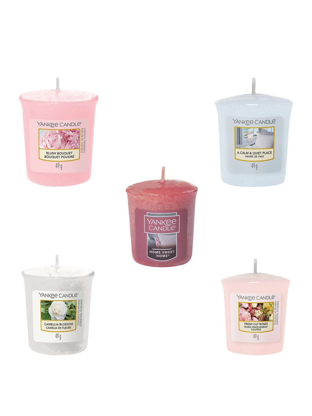 

YANKEE CANDLE Original Pink & Blue 5 Pieces Votive Scented Candles