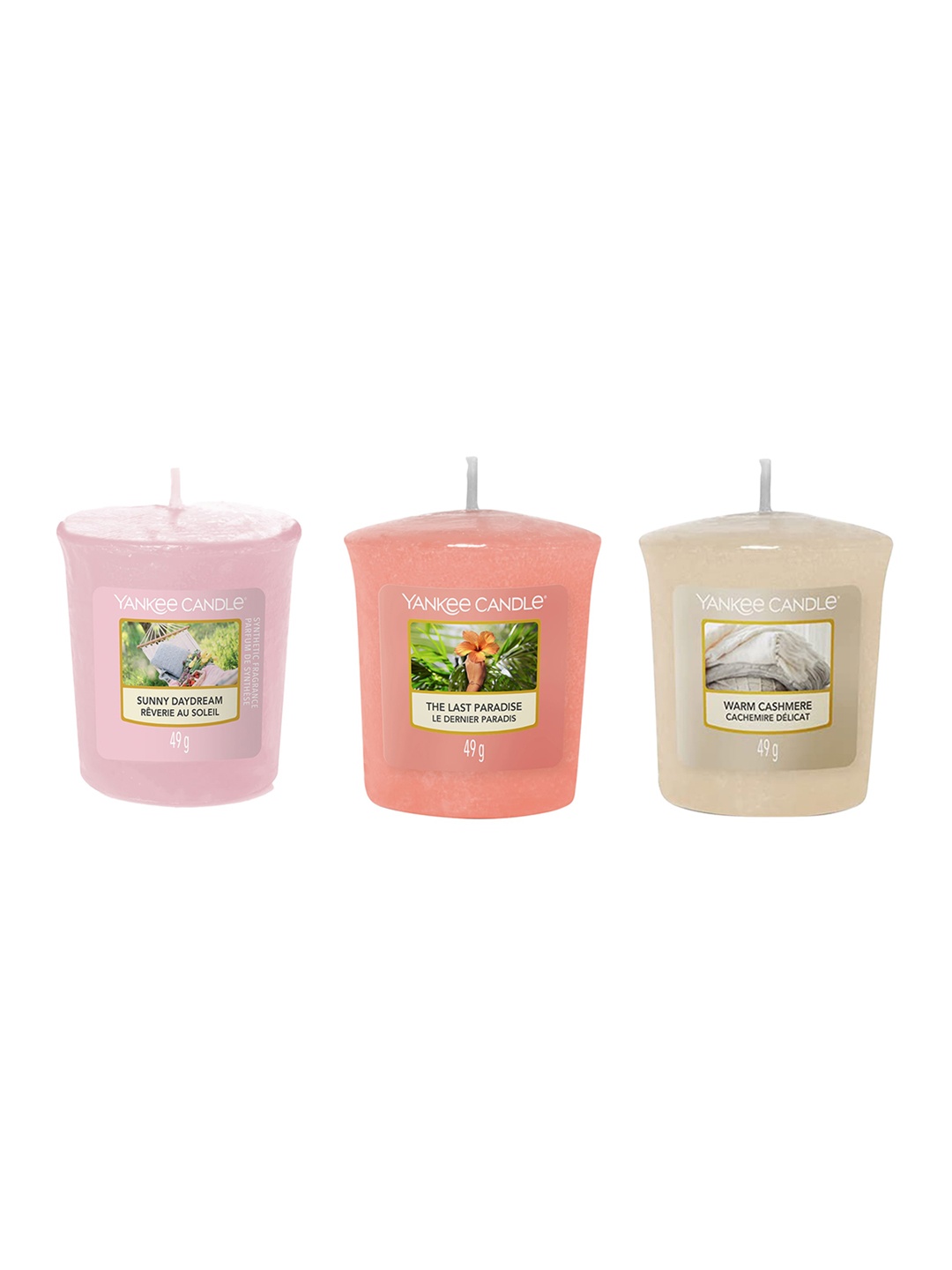 

YANKEE CANDLE Original Purple & Pink 3 Pieces Votive Scented Candles