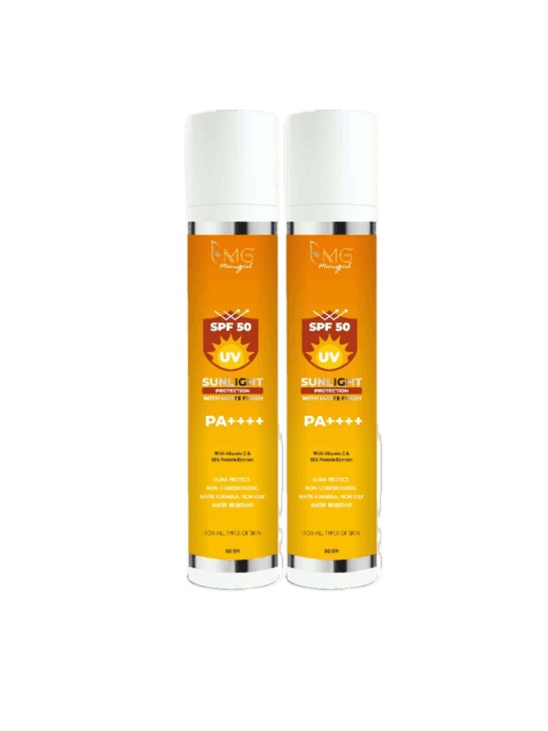 

MGmeow girl Sunlight Protection Set Of 2 Sunscreen Lotion SPF 50 PA++++ 60 gm Each, Yellow