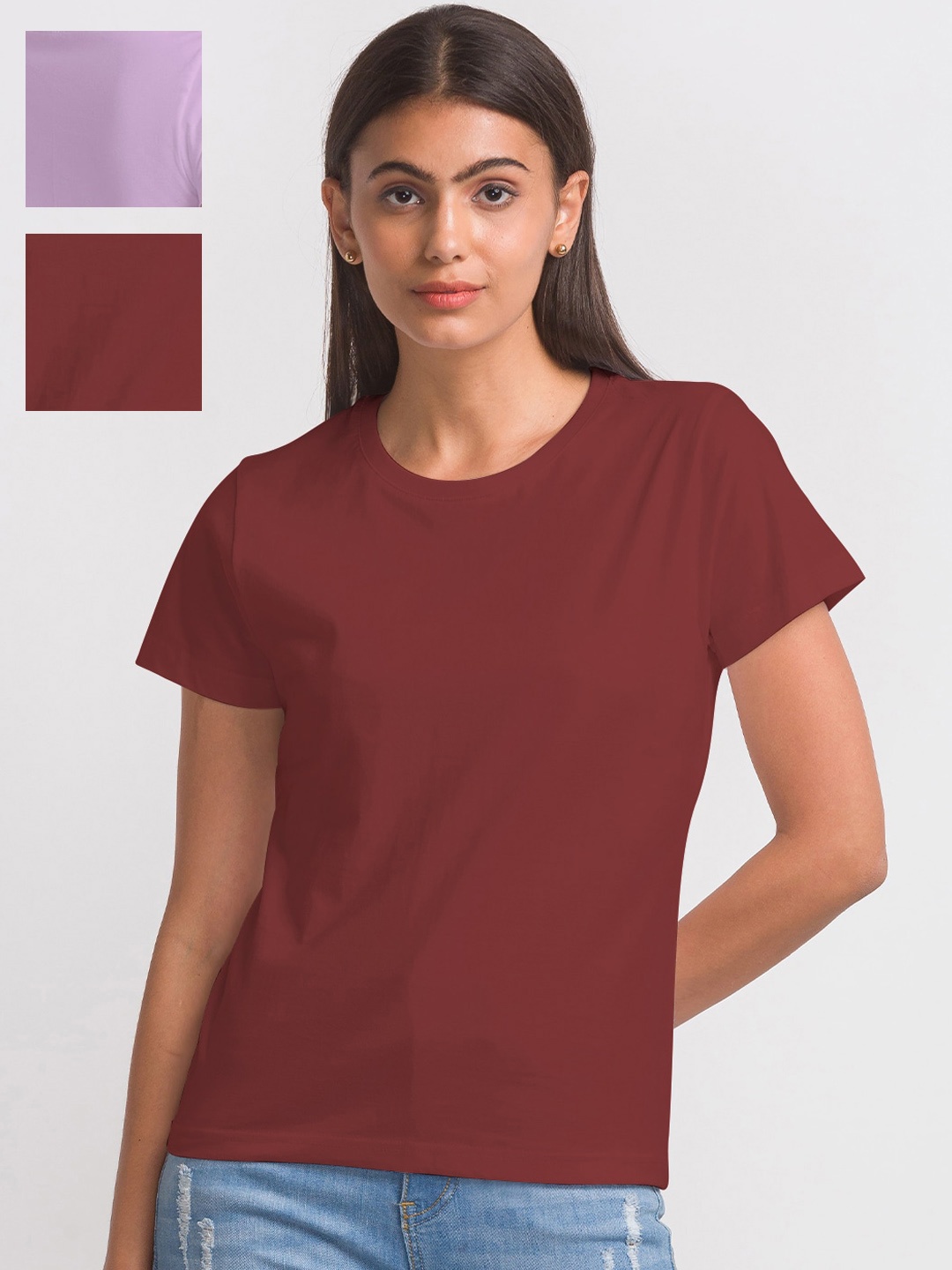 

FashionRack Pack Of 3 Cotton T-shirt, Maroon