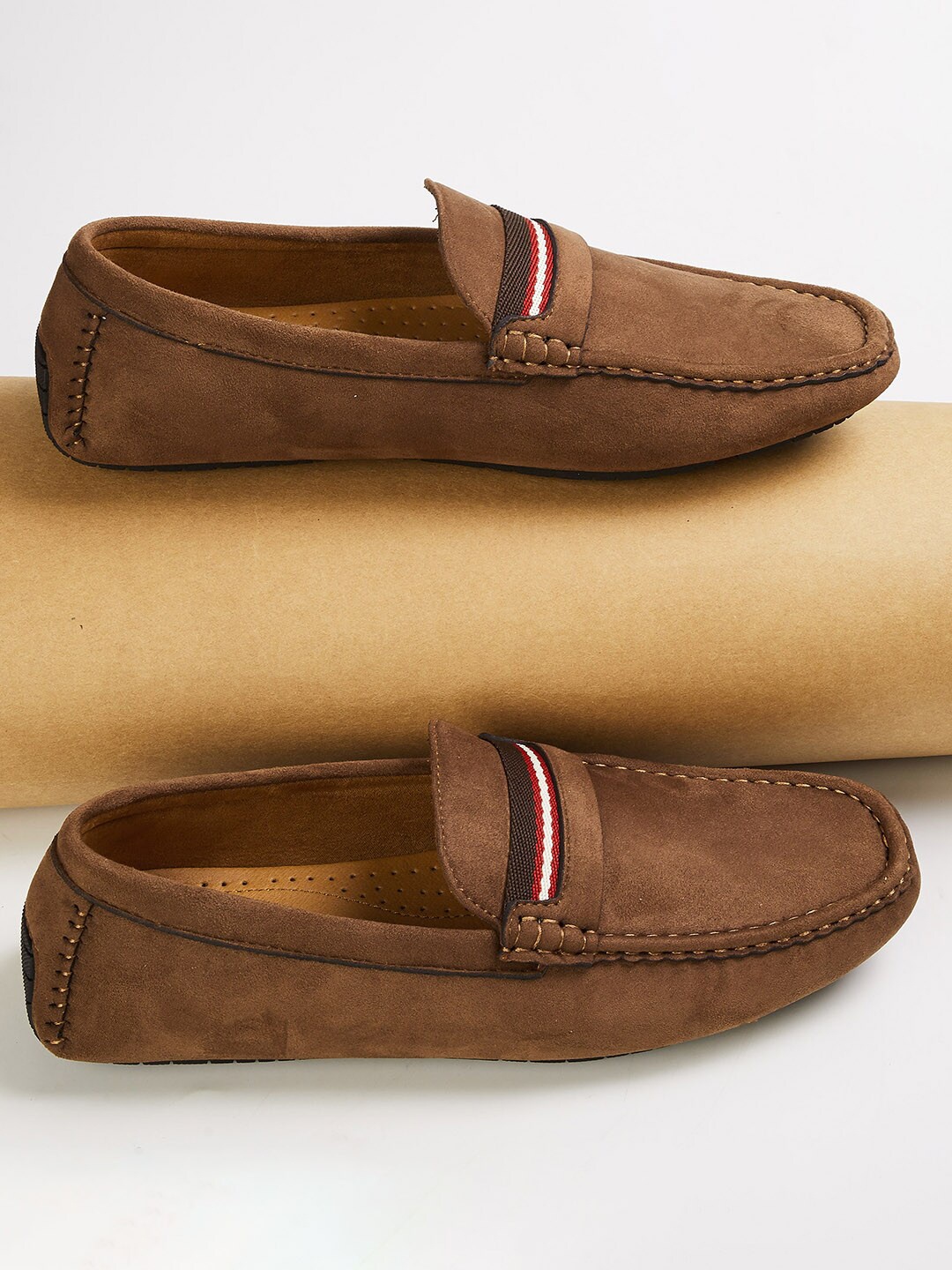 

CODE by Lifestyle Men Textured Round Toe Formal Loafers, Brown