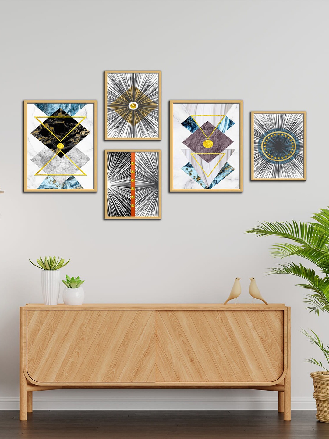 

WENS Beige & White Abstract Art Framed Wall Painting