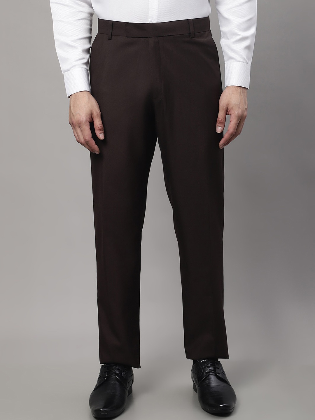 

JAINISH Men Brown Relaxed Tapered Fit Easy Wash Trousers